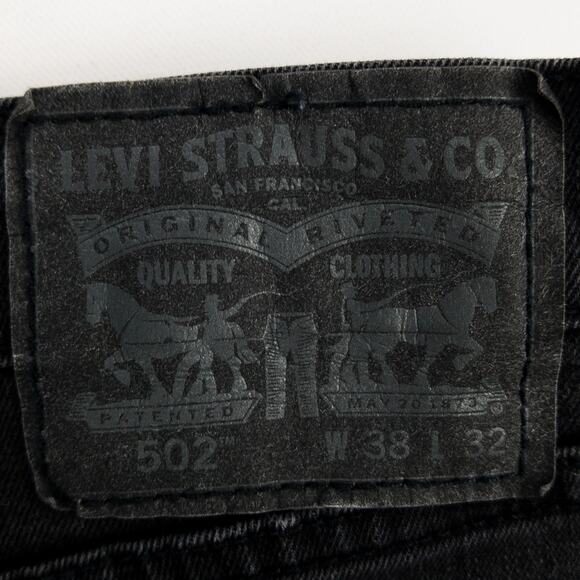 Levi’s 502 Jeans Men’s 38x32 Black Regular Fit Classic Denim Everyday Wear - Picture 12 of 14